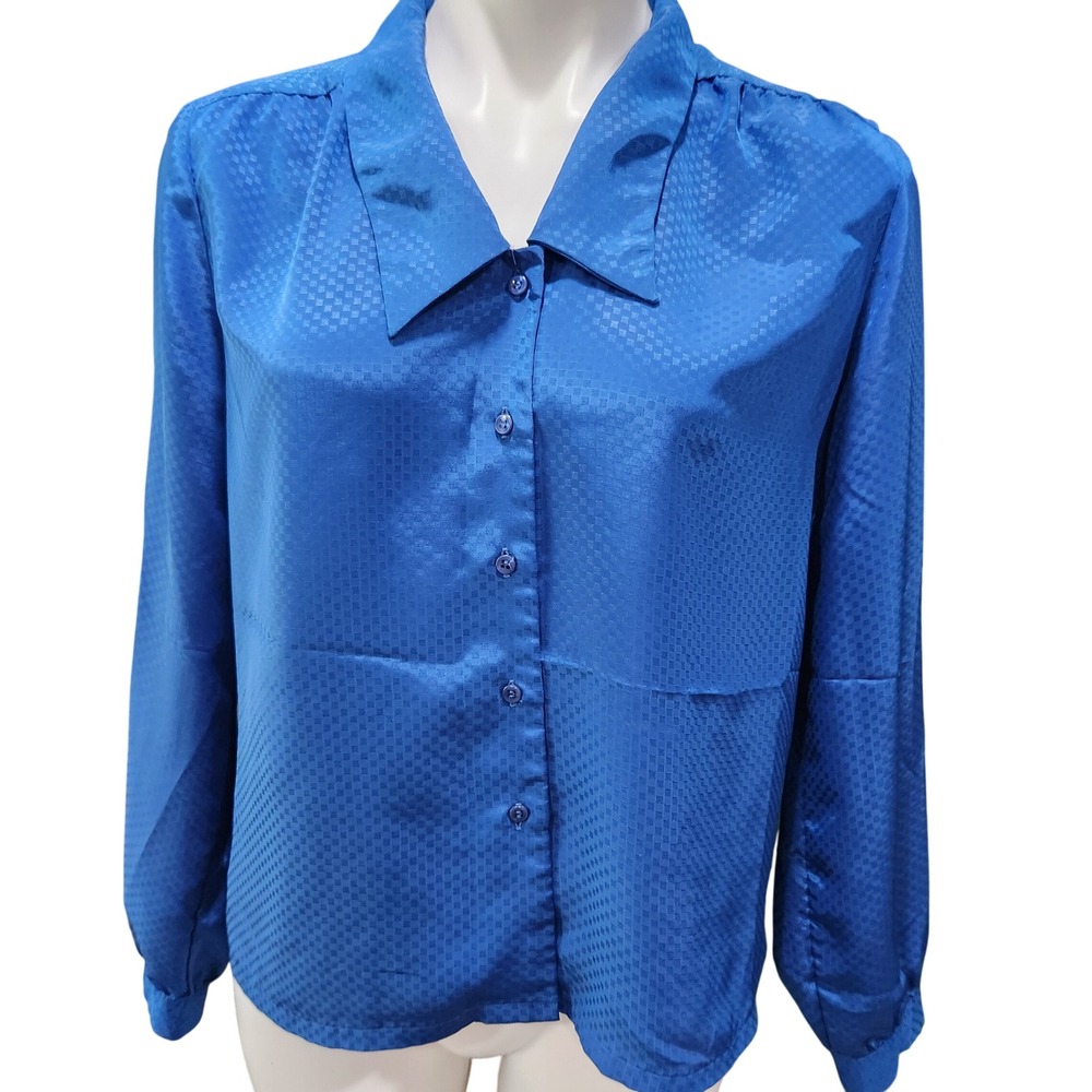 Vtg Pendleton Miss Sophisticates‎ Blouse Royal Blue Portland Size small (4-6)